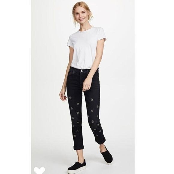 NWT Hudson Crop Relaxed Straight star Studded Jeans Size 27‎ - Picture 1 of 15